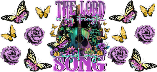 The Lord Is My Song Butterfly Christian UV DTF Cup Wrap for 16oz Libbey Glass KA-16384