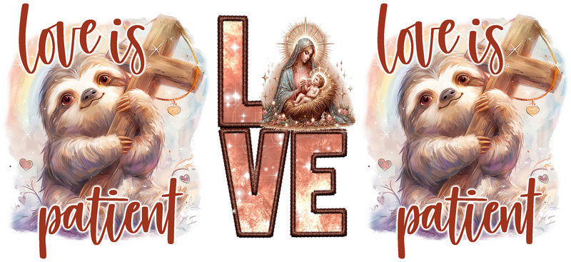 Love Is Patient Christian Faith UV DTF Cup Wrap for 16oz Libbey Glass KA-16411