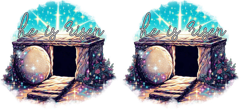He Is Risen Empty Tomb Christian UV DTF Cup Wrap for 16oz Libbey Glass KA-16414