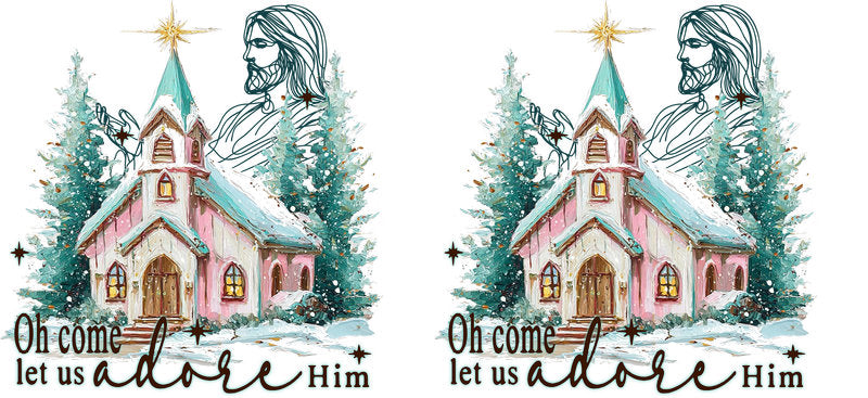 Oh Come Let Us Adore Him Christian UV DTF Cup Wrap for 16oz Libbey Glass KA-16416