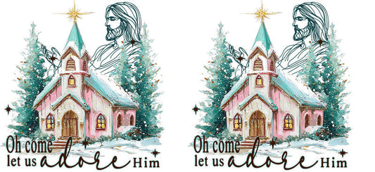 Oh Come Let Us Adore Him Christian UV DTF Cup Wrap for 16oz Libbey Glass KA-16416