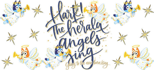 Hark the Herald Angels Sing Christmas UV DTF Cup Wrap for 16oz Libbey Glass KA-16453