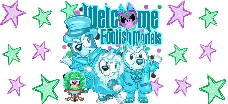 Foolish Mortals Halloween UV DTF Cup Wrap for 16oz Libbey Glass KA-16460