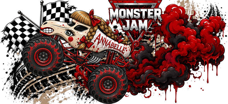 Annabelle Monster Truck UV DTF Cup Wrap for 16oz Libbey Glass KA-16503