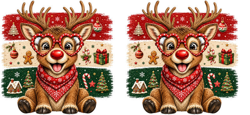 Cute Christmas reindeer red holiday pattern UV DTF cup wrap for 16oz Libbey glass KA-16553