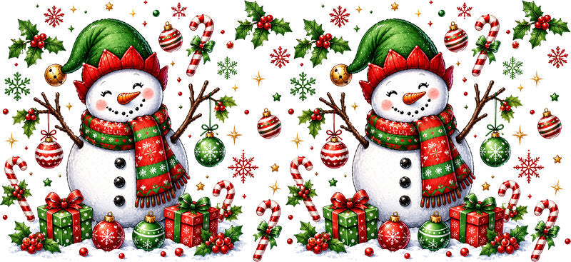 Snowman Christmas gifts festive UV DTF cup wrap for 16oz Libbey glass KA-16568
