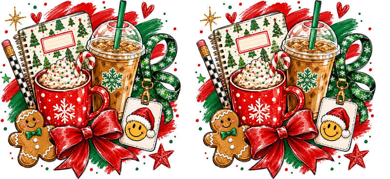 Christmas coffee cups gifts and gingerbread UV DTF cup wrap for 16oz Libbey glass KA-16579