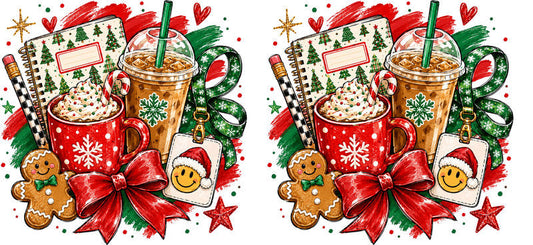 Christmas coffee cups gifts and gingerbread UV DTF cup wrap for 16oz Libbey glass KA-16579