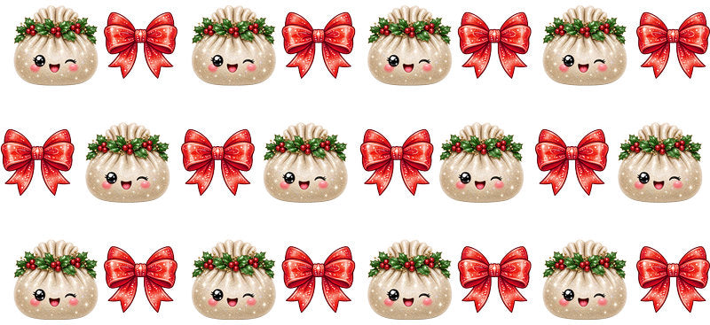 Christmas Dumpling UV DTF Cup Wrap for 16oz Libbey Glass KA-16611