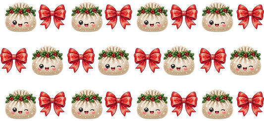 Christmas Dumpling UV DTF Cup Wrap for 16oz Libbey Glass KA-16611