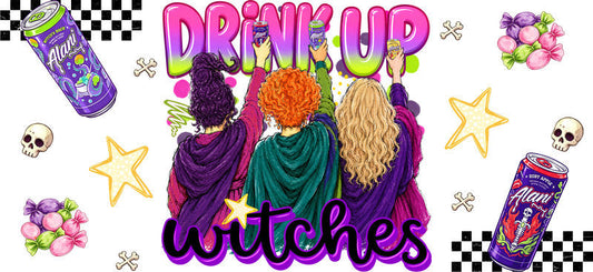 Drink Up Witches Grape Soda UV DTF Cup Wrap for 16oz Libbey Glass KA-16647