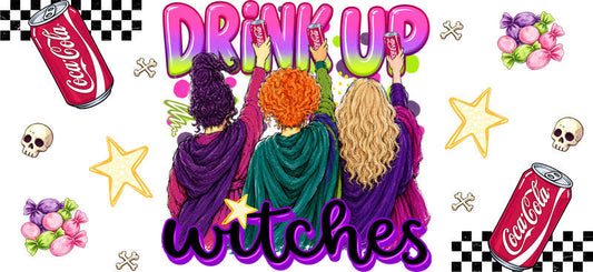 Drink Up Witches Cola UV DTF Cup Wrap for 16oz Libbey Glass KA-16648