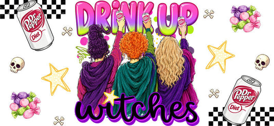 Drink Up Witches Cherry Soda UV DTF Cup Wrap for 16oz Libbey Glass KA-16650