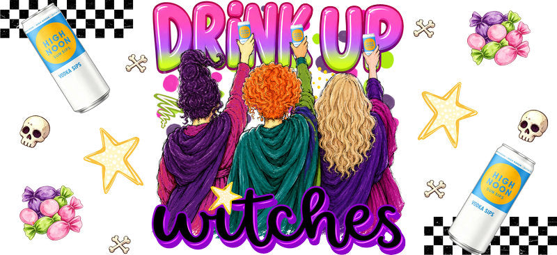 Drink Up Witches Lemonade UV DTF Cup Wrap for 16oz Libbey Glass KA-16654