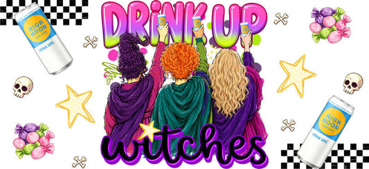 Drink Up Witches Lemonade UV DTF Cup Wrap for 16oz Libbey Glass KA-16654