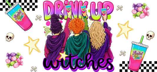 Drink Up Witches Pink Drink UV DTF Cup Wrap for 16oz Libbey Glass KA-16657