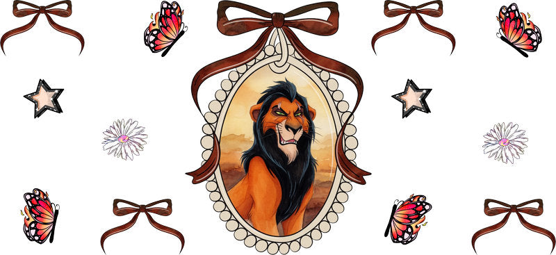 Dark Lion Portrait UV DTF Cup Wrap for 16oz Libbey Glass KA-16697