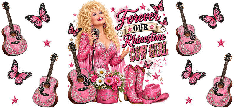 Country Music Girl UV DTF Cup Wrap for 16oz Libbey Glass KA-16874