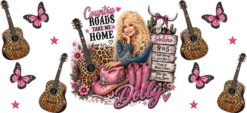 Country Music Girl UV DTF Cup Wrap for 16oz Libbey Glass KA-16893