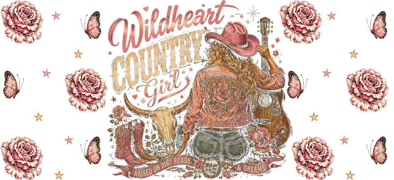 Country Music Girl UV DTF Cup Wrap for 16oz Libbey Glass KA-16900