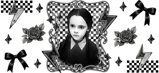 Gothic horror girl Halloween UV DTF cup wrap for 16oz Libbey glass