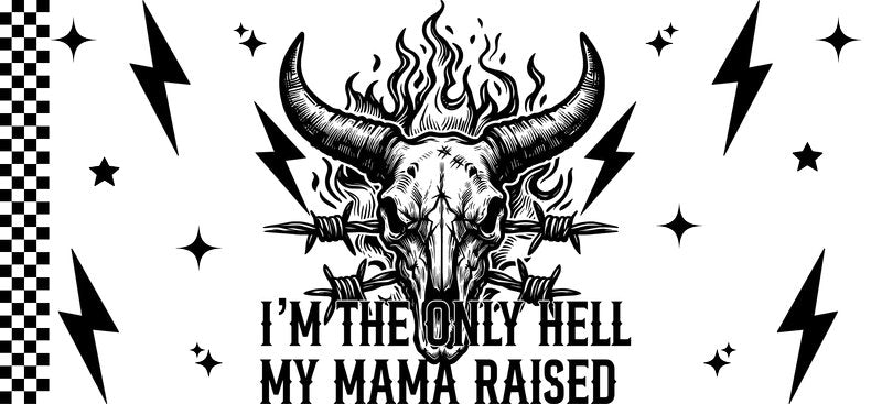 Funny western mama skull UV DTF cup wrap for 16oz Libbey glass