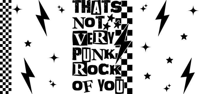 Funny punk rock quote UV DTF cup wrap for 16oz Libbey glass