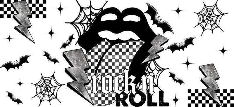 Rock and roll lips gothic UV DTF cup wrap for 16oz Libbey glass