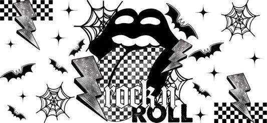 Rock and roll lips gothic UV DTF cup wrap for 16oz Libbey glass