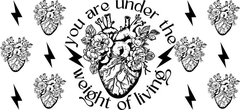 Floral heart gothic quote UV DTF cup wrap for 16oz Libbey glass