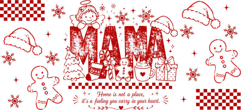 Mama Christmas holiday UV DTF cup wrap for 16oz Libbey glass