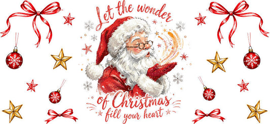 Christmas wonder Santa UV DTF cup wrap for 16oz Libbey glass