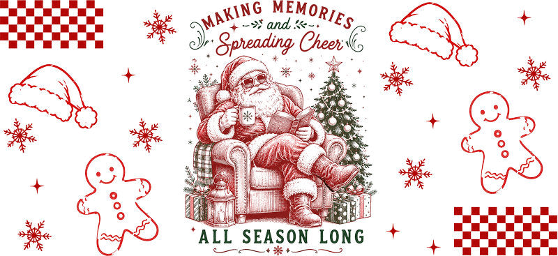 Christmas memories cozy holiday UV DTF cup wrap for 16oz Libbey glass