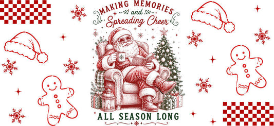 Christmas memories cozy holiday UV DTF cup wrap for 16oz Libbey glass