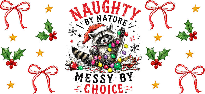 Naughty by nature funny Christmas UV DTF cup wrap for 16oz Libbey glass