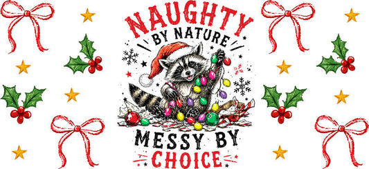Naughty by nature funny Christmas UV DTF cup wrap for 16oz Libbey glass