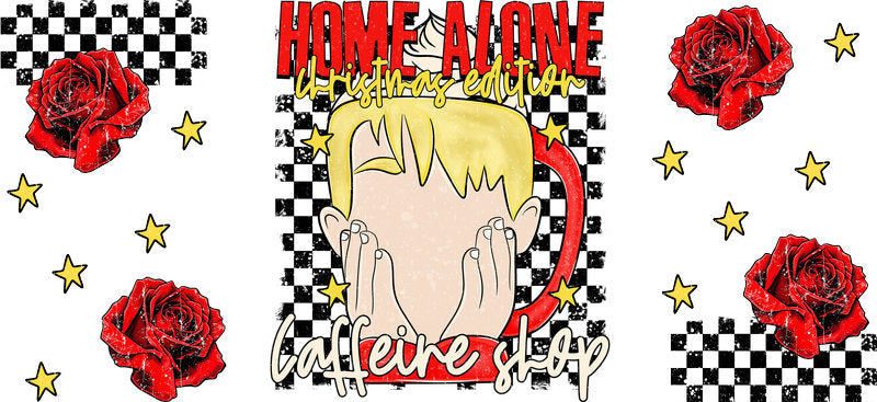 Home Alone Caffeine UV DTF Cup Wrap for 16oz Libbey Glass KA-17095