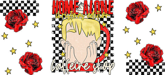 Home Alone Caffeine UV DTF Cup Wrap for 16oz Libbey Glass KA-17095