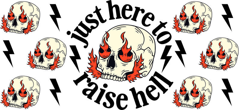 Raise Hell Flame Skull UV DTF Cup Wrap for 16oz Libbey Glass KA-17098