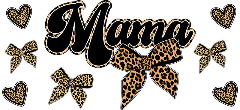Mama Leopard Bow UV DTF Cup Wrap for 16oz Libbey Glass KA-17107