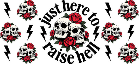 Raise Hell Skull UV DTF Cup Wrap for 16oz Libbey Glass KA-17118