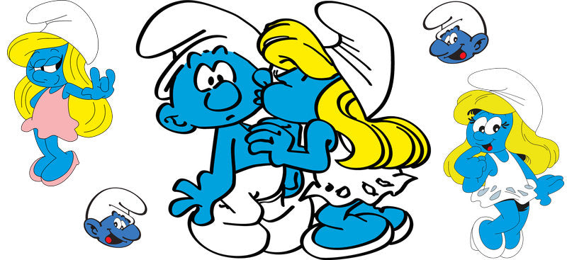 Cute Blue Cartoon Characters UV DTF Cup Wrap for 16oz Libbey Can KA-17293