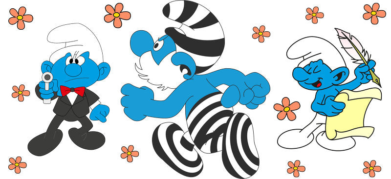 Cute Blue Cartoon Characters UV DTF Cup Wrap for 16oz Libbey Can KA-17300