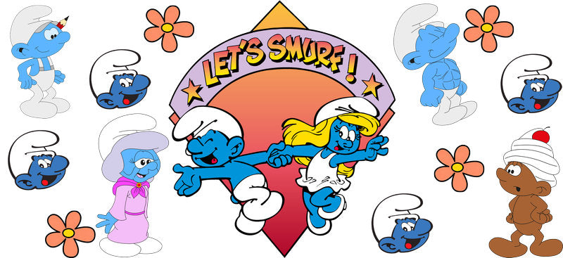 Cute Blue Cartoon Characters UV DTF Cup Wrap for 16oz Libbey Can KA-17302