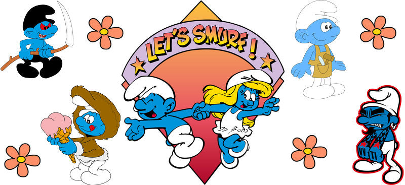 Cute Blue Cartoon Characters UV DTF Cup Wrap for 16oz Libbey Can KA-17303