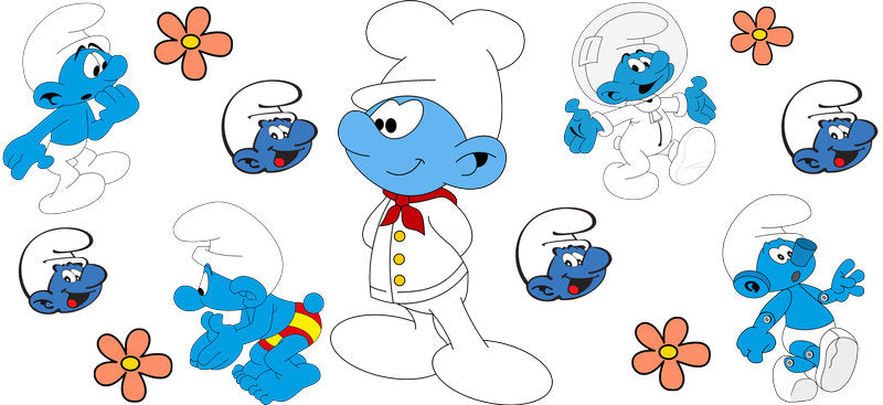 Cute Blue Cartoon Characters UV DTF Cup Wrap for 16oz Libbey Can KA-17312