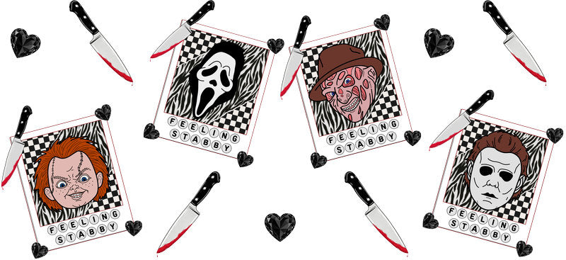 Horror Characters UV DTF Cup Wrap for 16oz Libbey Can KA-17349