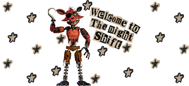 Night Shift Fox Character UV DTF Cup Wrap for 16oz Libbey Can KA-17355