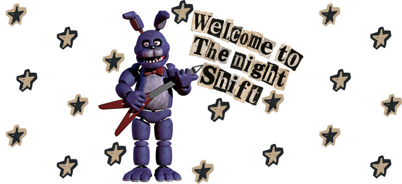 Night Shift Bunny Character UV DTF Cup Wrap for 16oz Libbey Can KA-17356
