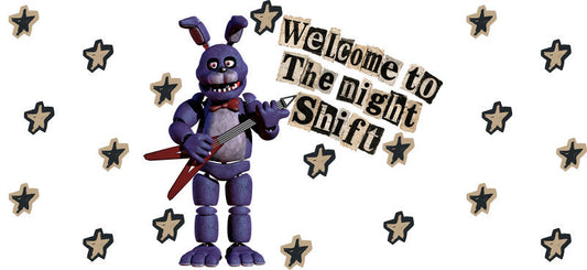 Night Shift Bunny Character UV DTF Cup Wrap for 16oz Libbey Can KA-17356